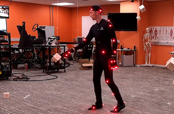 PhaseSpace active-pulse LED motion capture suit